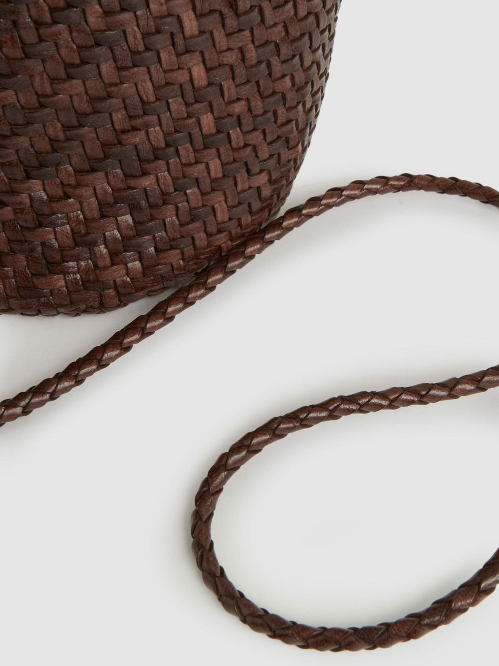 Leather Woven Mini Tote Bag Chocolate | Women