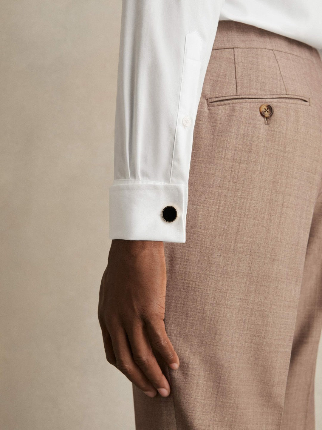 Double-Cuff Two-Fold Cotton Shirt White | Men