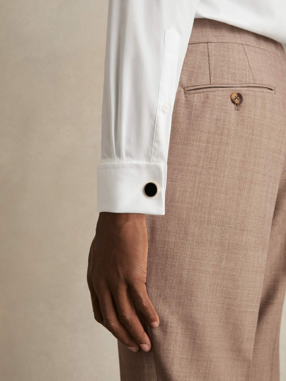 Double-Cuff Two-Fold Cotton Shirt White | Men