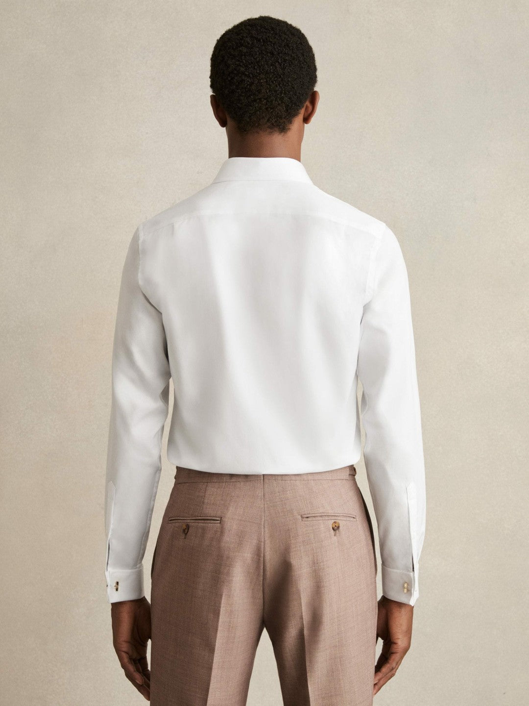 Double-Cuff Two-Fold Cotton Shirt White | Men