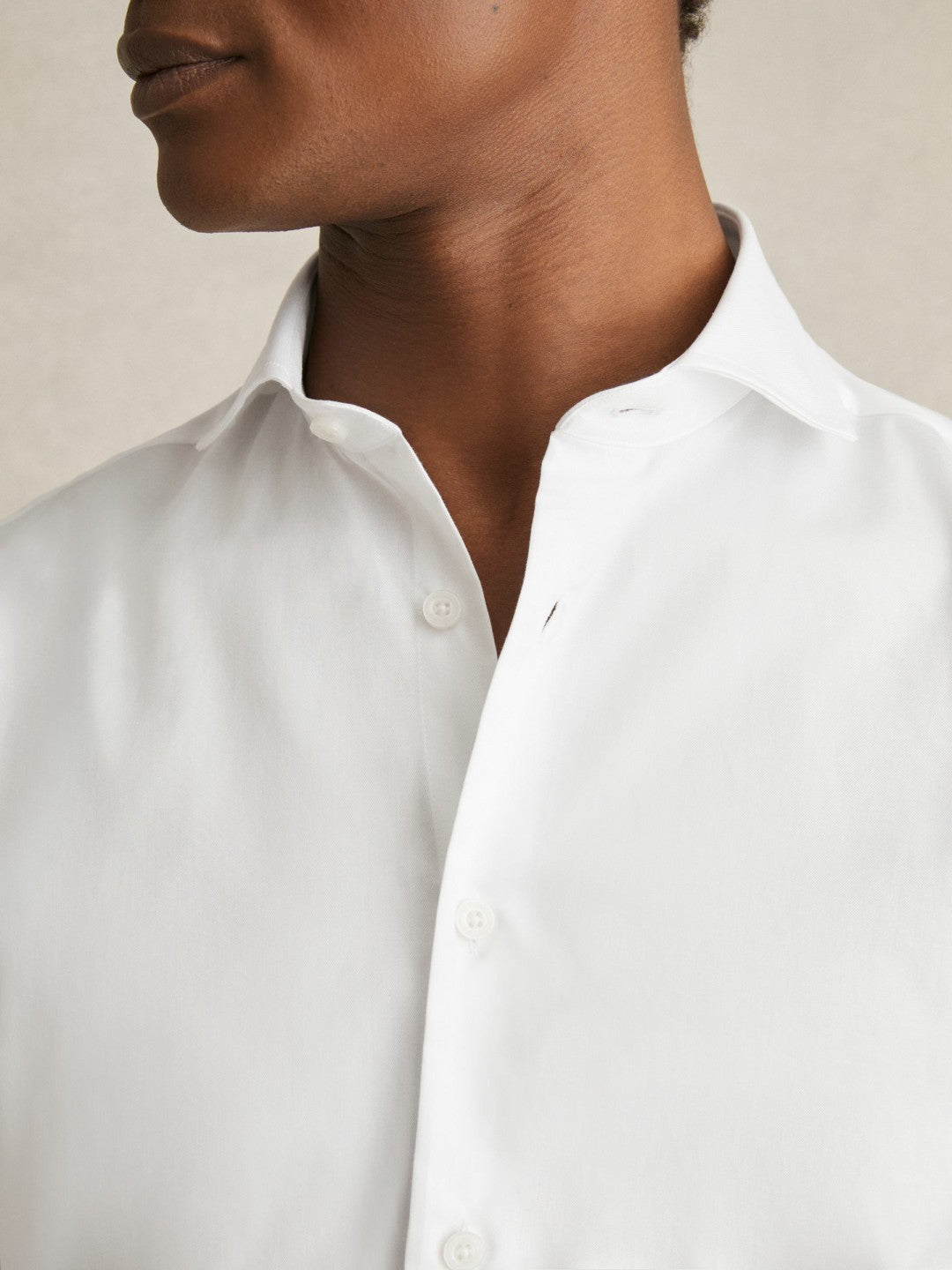 Double-Cuff Two-Fold Cotton Shirt White | Men