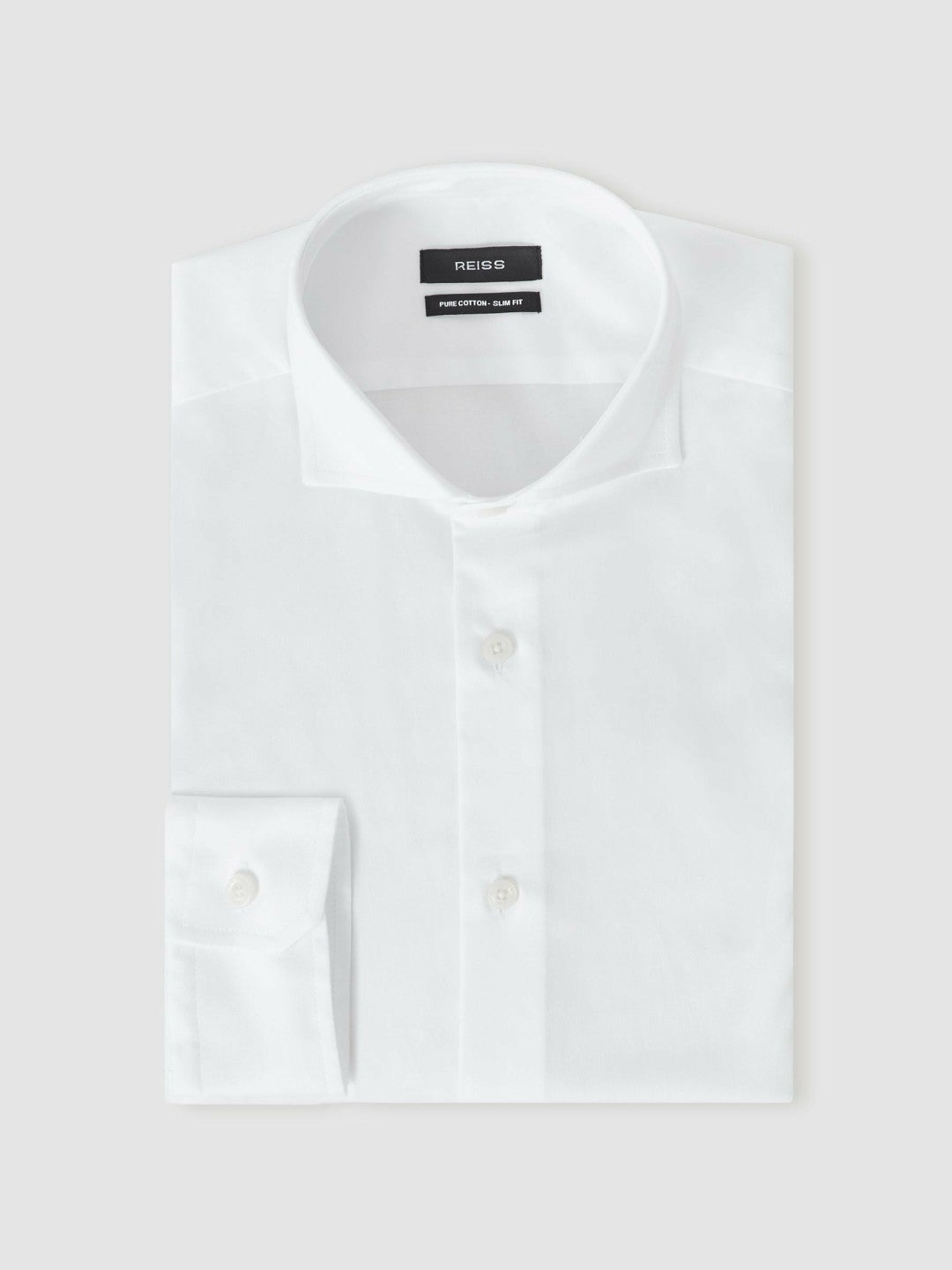Regular Fit Slim-Fit Cotton Double-Cuff Shirt White | Men
