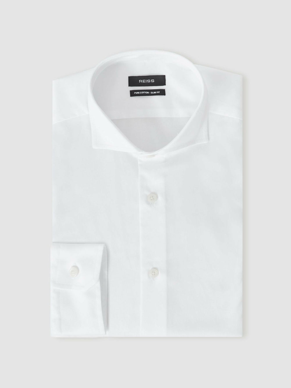 Regular Fit Slim-Fit Cotton Double-Cuff Shirt White | Men
