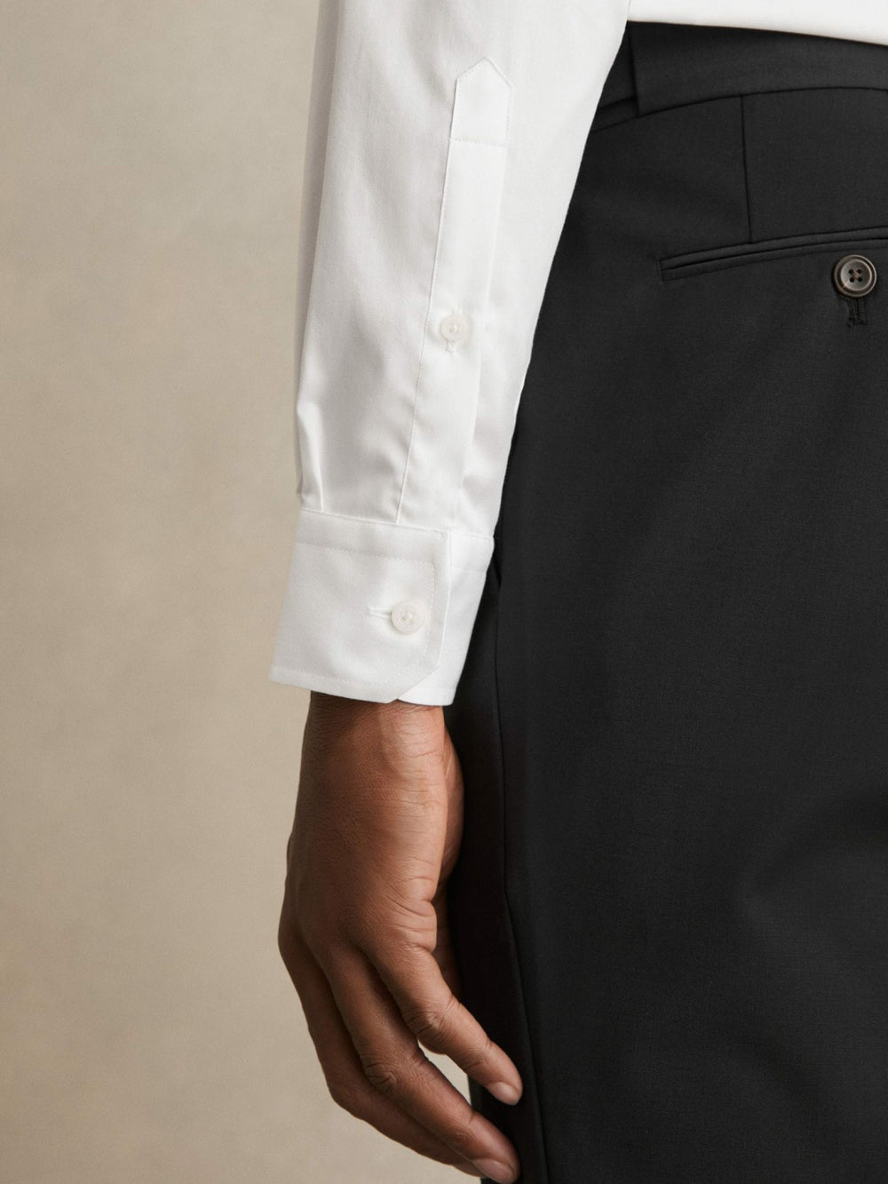 Regular Fit Slim-Fit Cotton Double-Cuff Shirt White | Men