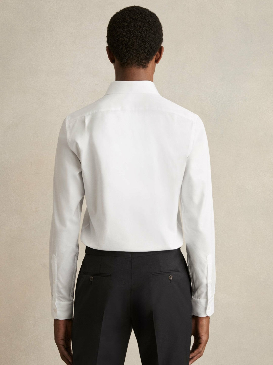 Regular Fit Slim-Fit Cotton Double-Cuff Shirt White | Men