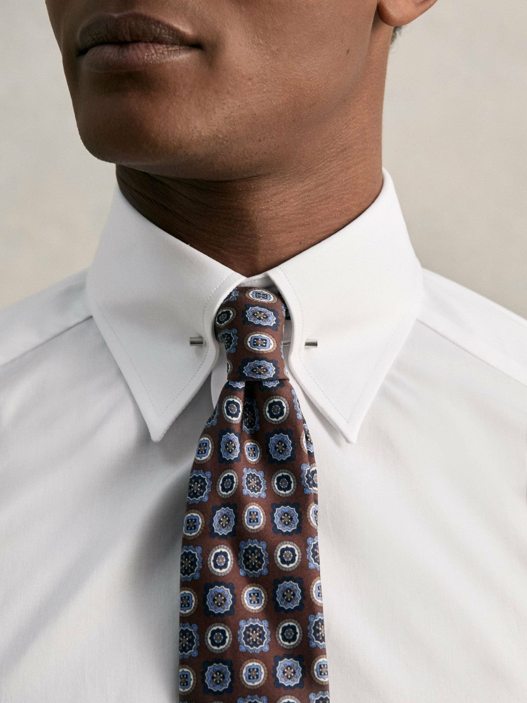 Slim Fit Cotton Pin Collar Shirt White | Men