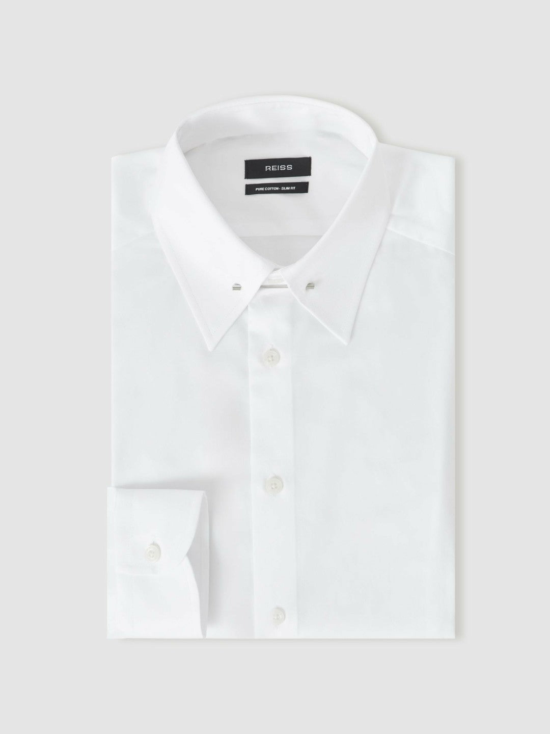 Slim Fit Cotton Pin Collar Shirt White | Men