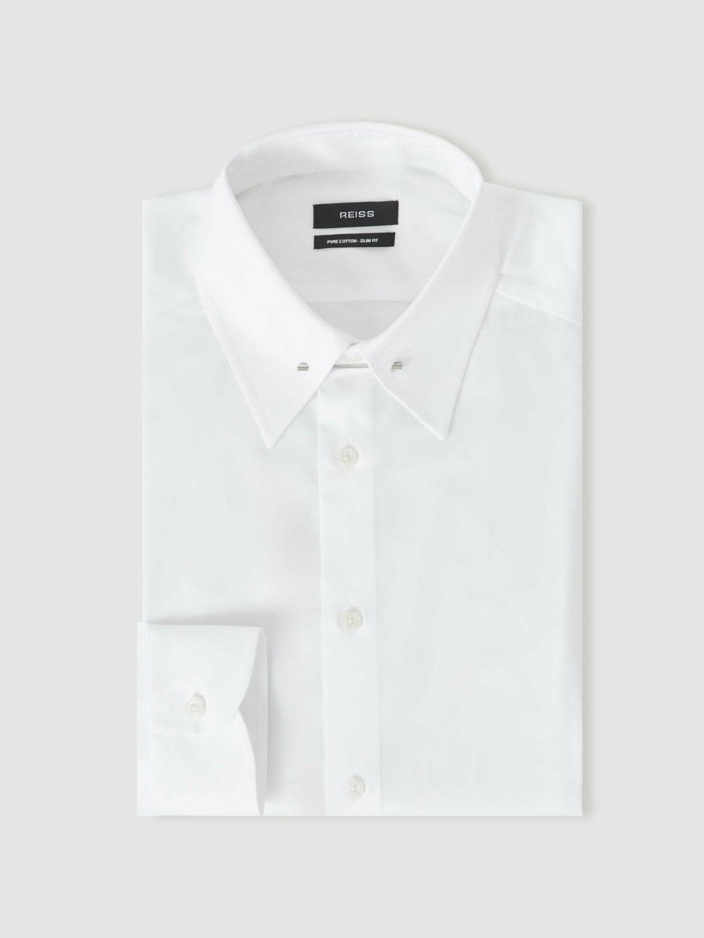 Slim Fit Cotton Pin Collar Shirt White | Men