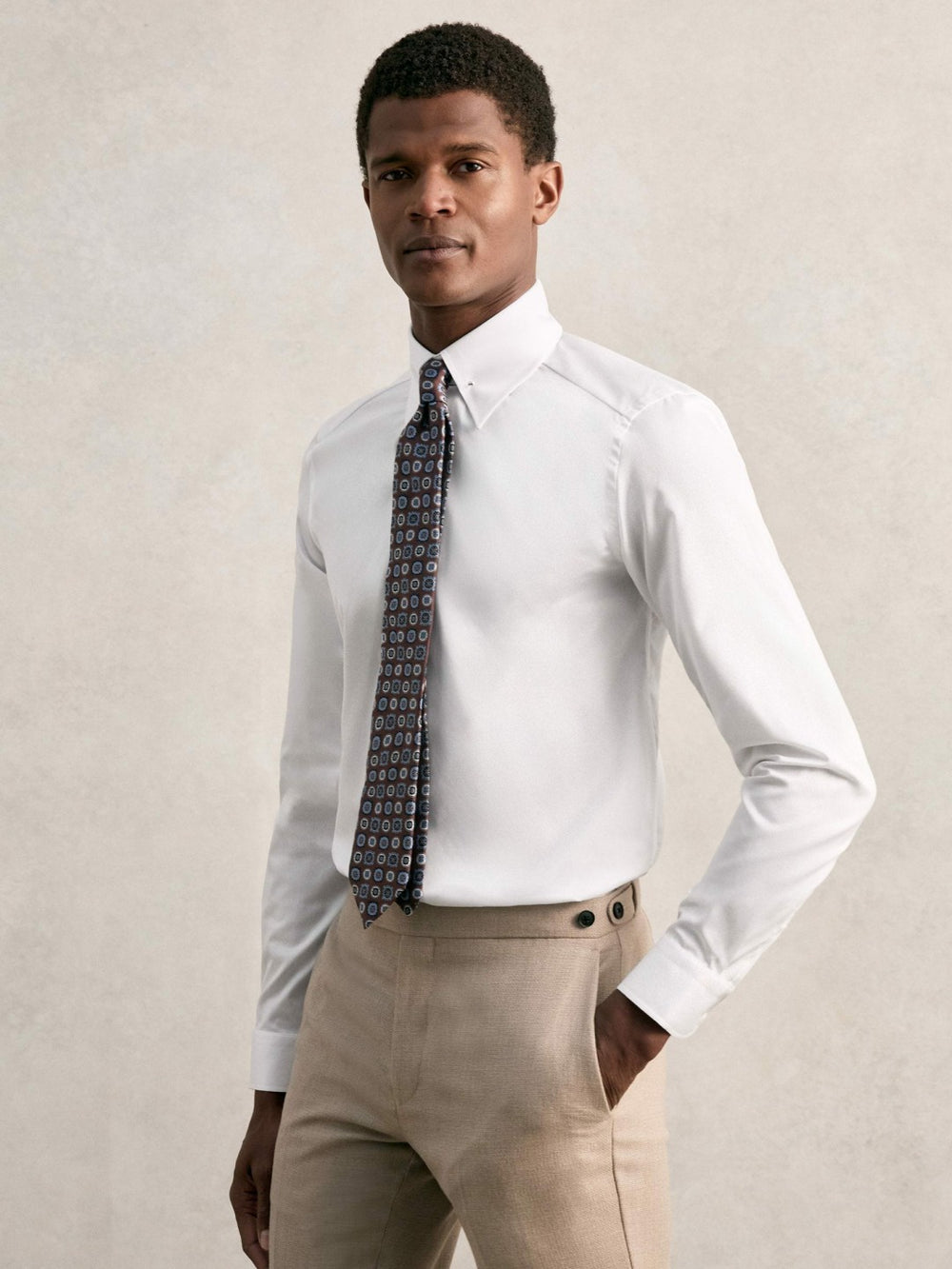 Slim Fit Cotton Pin Collar Shirt White | Men