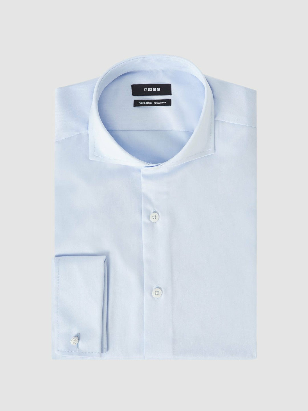 Regular Fit Slim-Fit Cotton Double-Cuff Shirt Soft Blue | Men