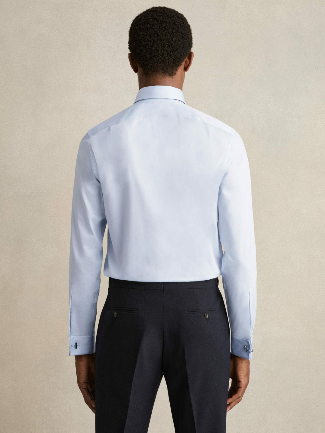 Regular Fit Slim-Fit Cotton Double-Cuff Shirt Soft Blue | Men