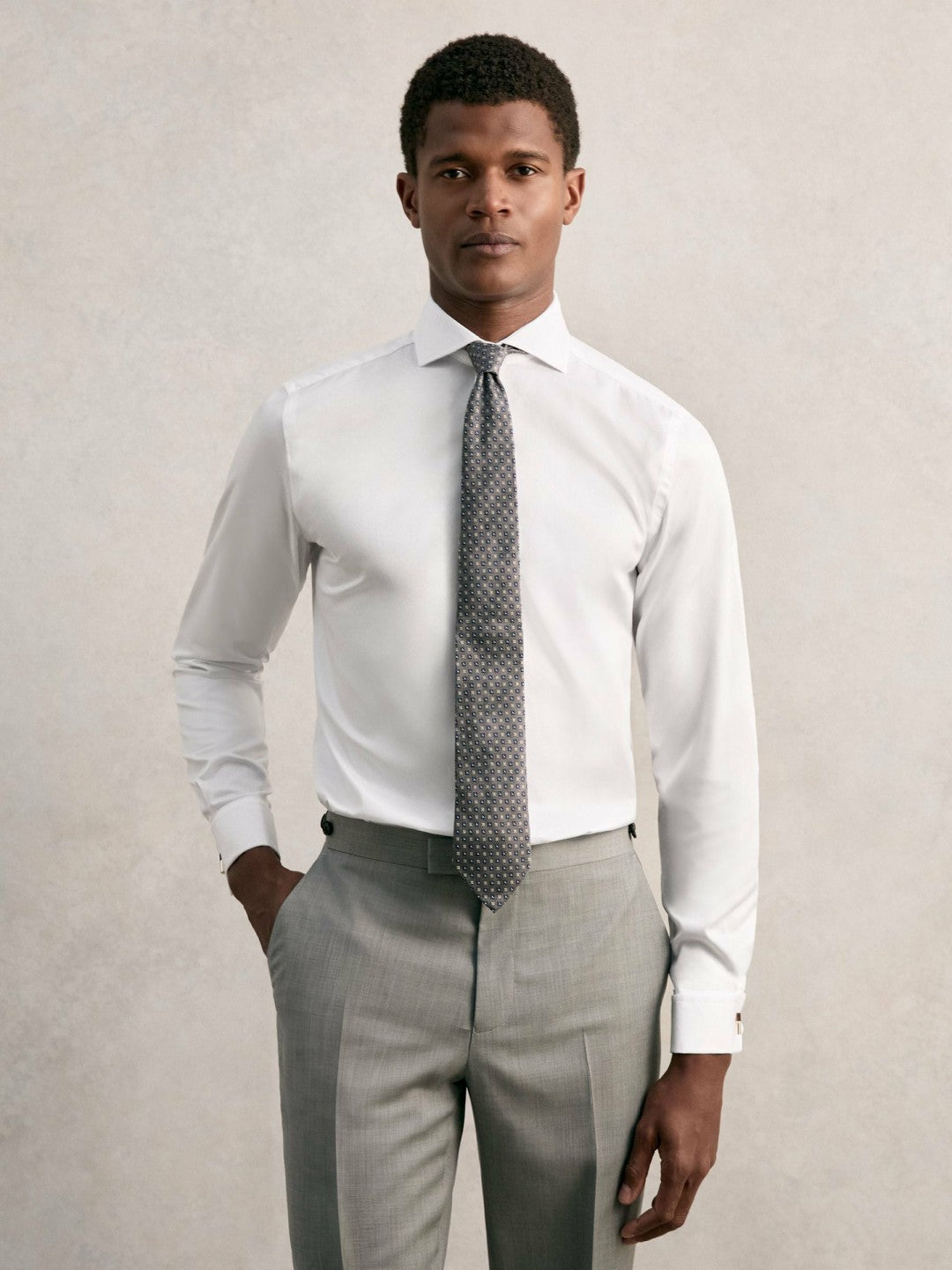 Slim Fit Slim-Fit Cotton Double-Cuff Shirt White | Men
