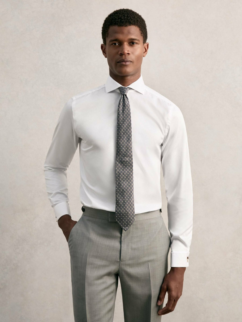 Slim Fit Slim-Fit Cotton Double-Cuff Shirt White | Men