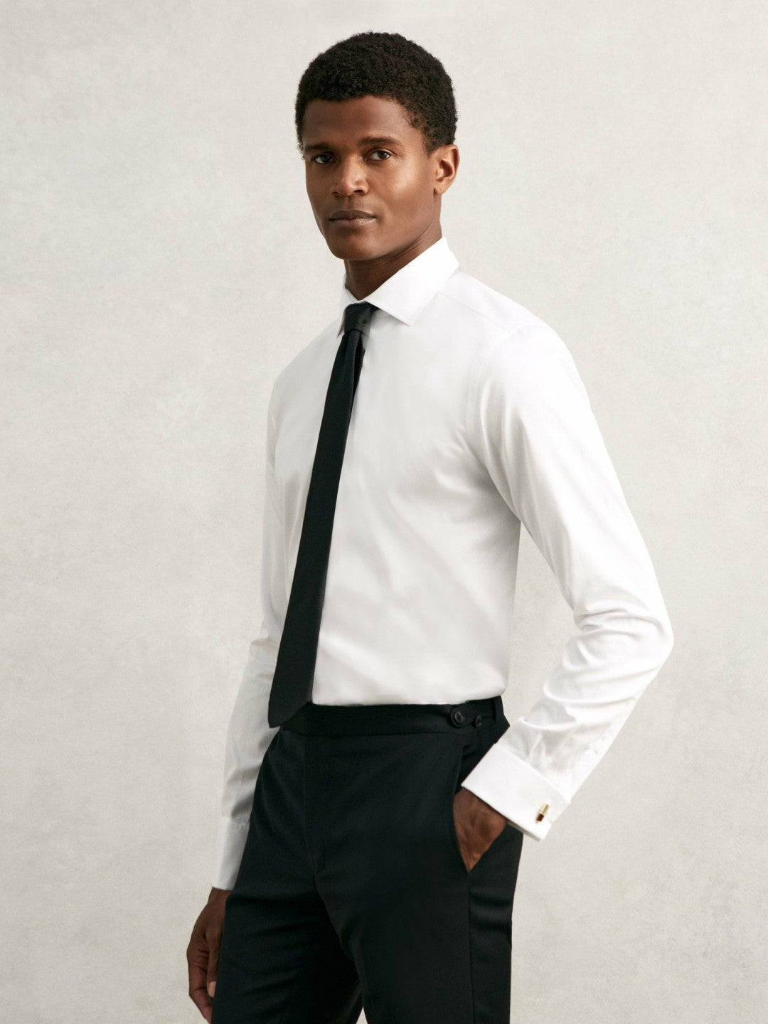 Regular Fit Slim-Fit Cotton-Sateen Shirt White | Men
