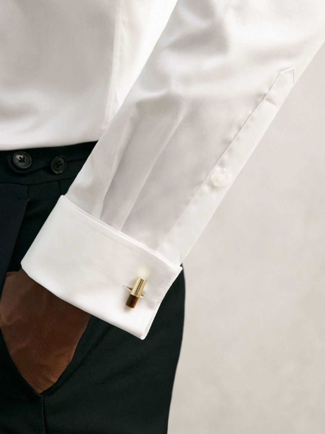 Regular Fit Slim-Fit Cotton-Sateen Shirt White | Men