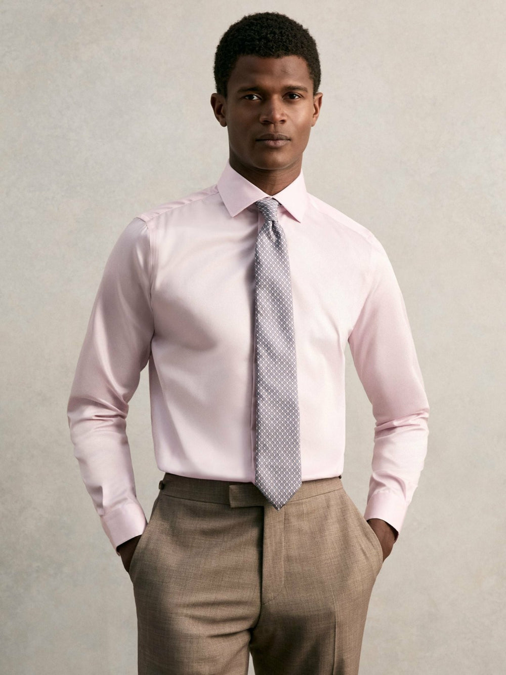 Regular Fit Cotton Sateen Shirt Pink | Men