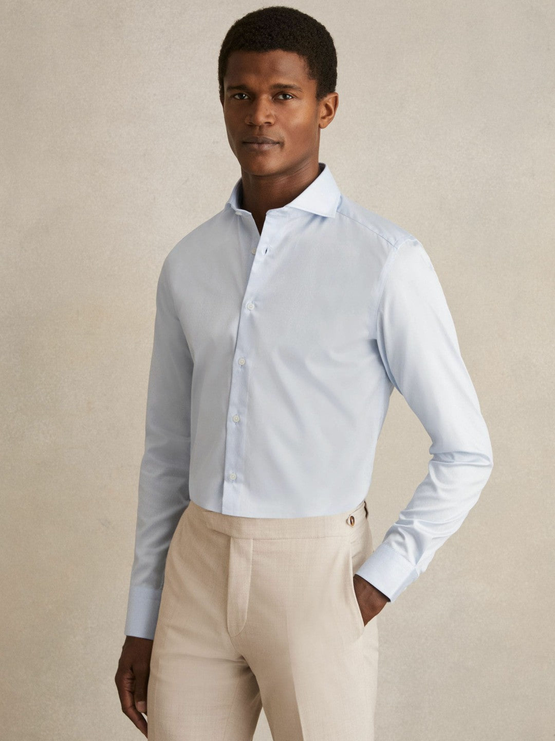 Slim Fit Cotton-Twill Two-Fold Shirt Slim-Fit Soft Blue | Men