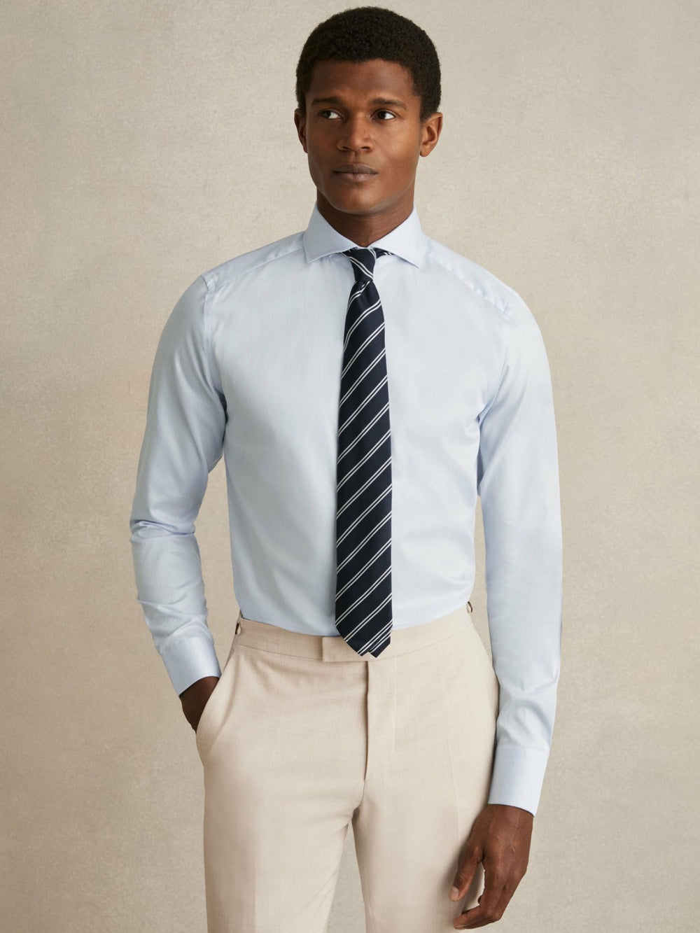 Slim Fit Cotton-Twill Two-Fold Shirt Slim-Fit Soft Blue | Men