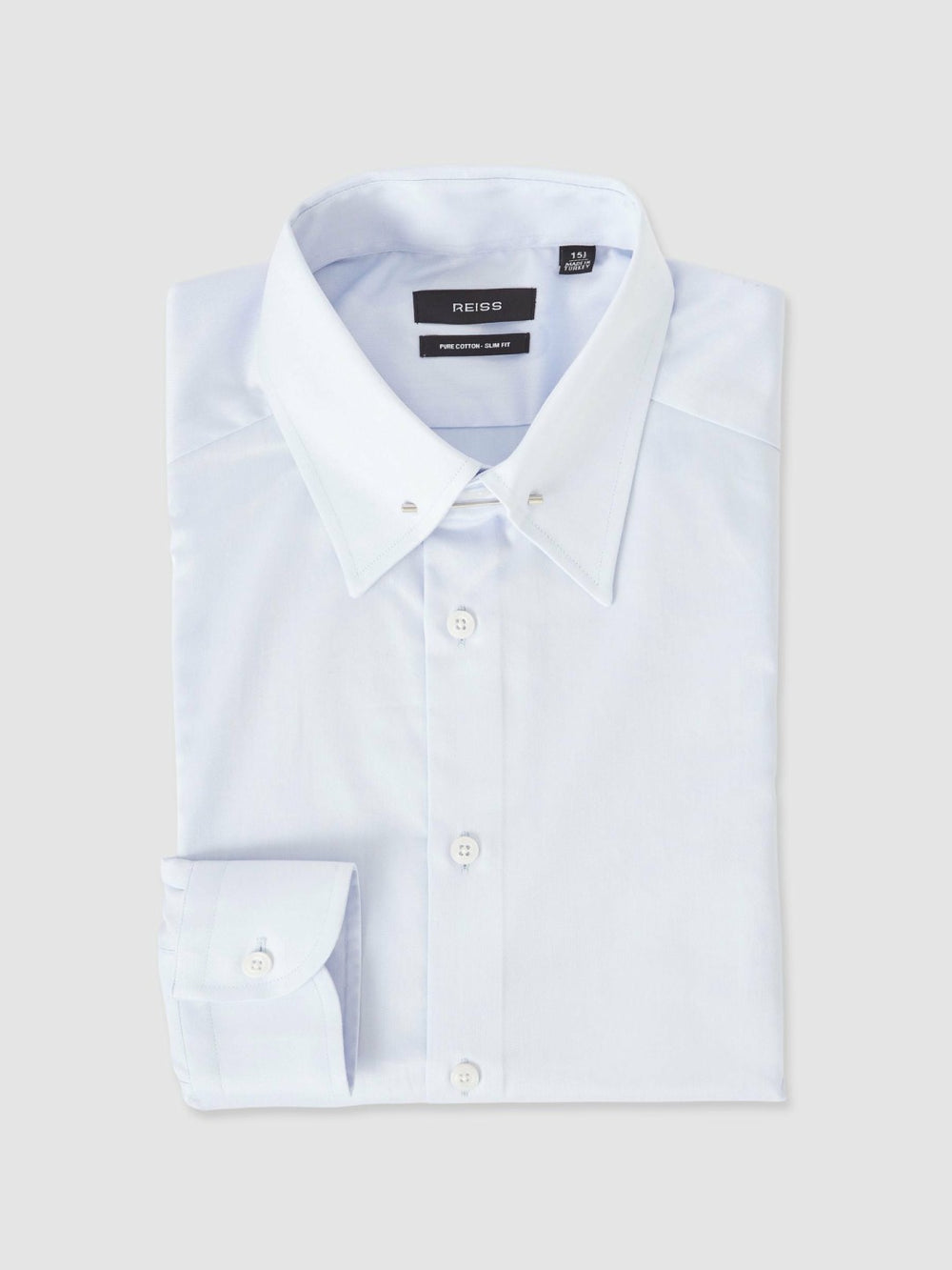 Slim Fit Cotton Pin Collar Shirt Soft Blue | Men