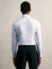 Slim Fit Cotton Pin Collar Shirt Soft Blue | Men