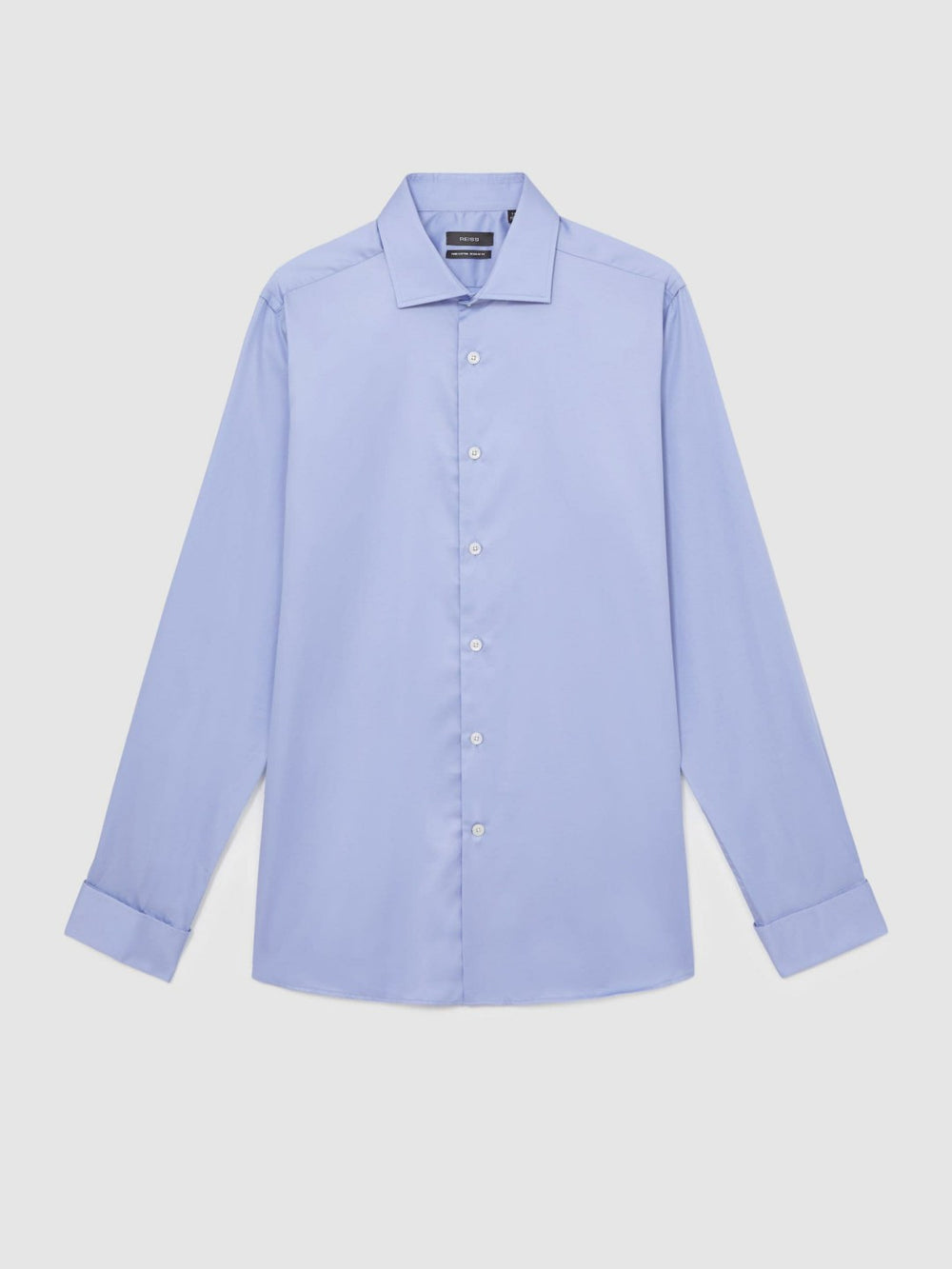 Regular Fit Slim-Fit Cotton-Sateen Shirt Mid Blue | Men