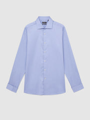 Regular Fit Slim-Fit Cotton-Sateen Shirt Mid Blue | Men