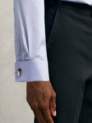 Regular Fit Slim-Fit Cotton-Sateen Shirt Mid Blue | Men