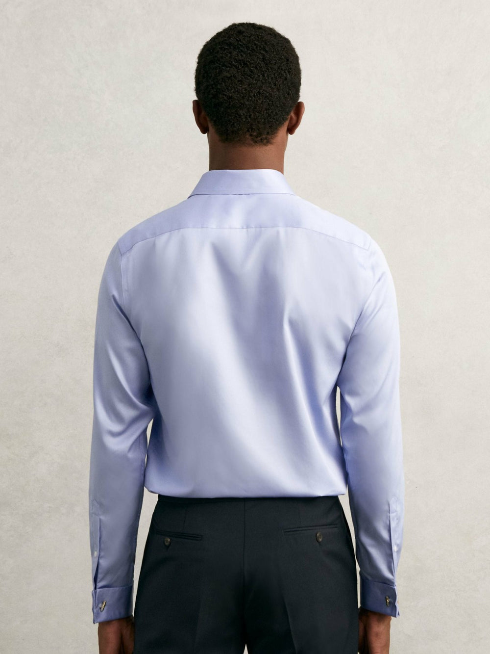 Regular Fit Slim-Fit Cotton-Sateen Shirt Mid Blue | Men