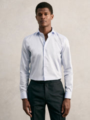 Regular Fit Cotton Sateen Shirt Mid Blue | Men