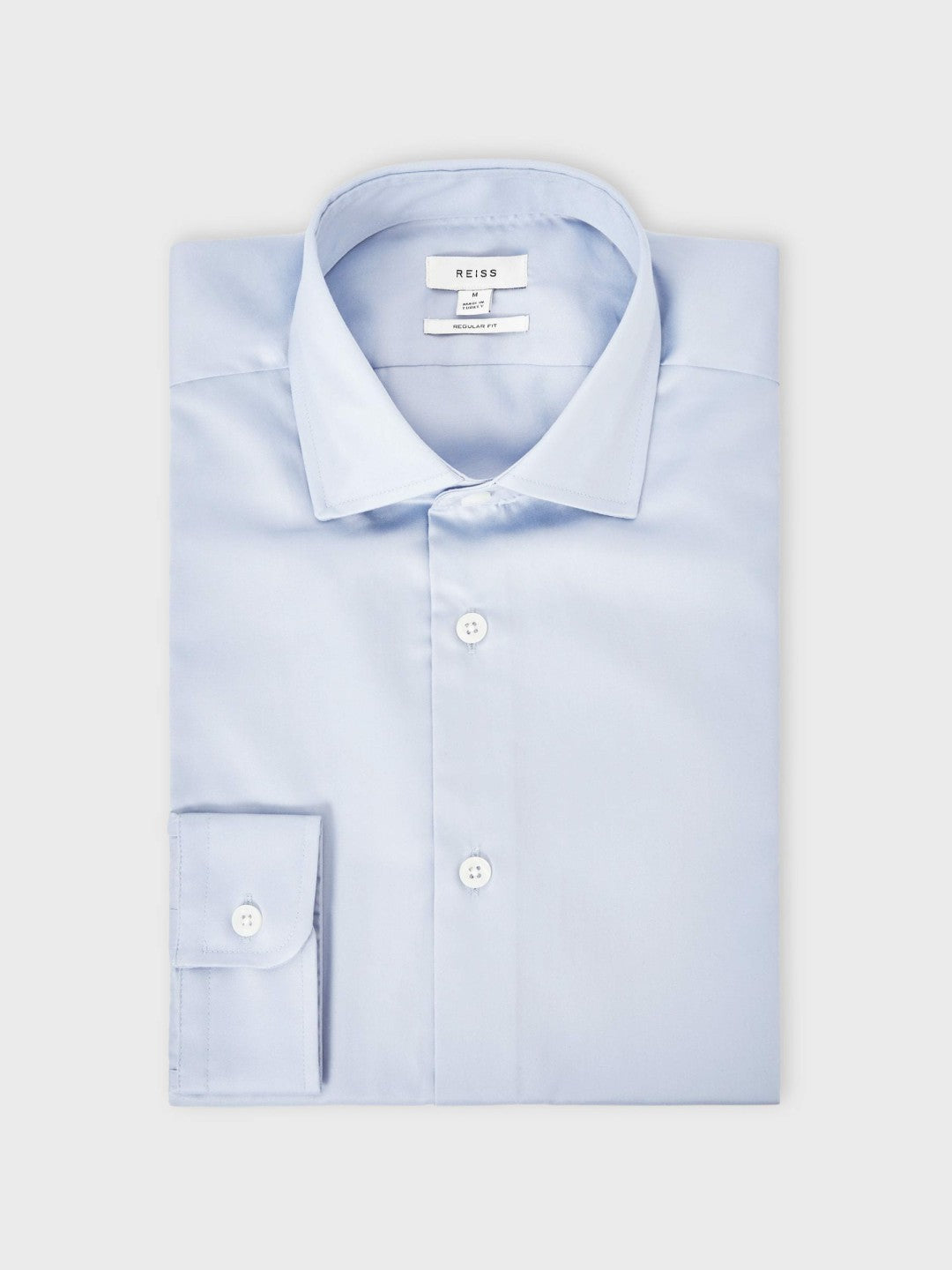 Regular Fit Cotton Sateen Shirt Mid Blue | Men