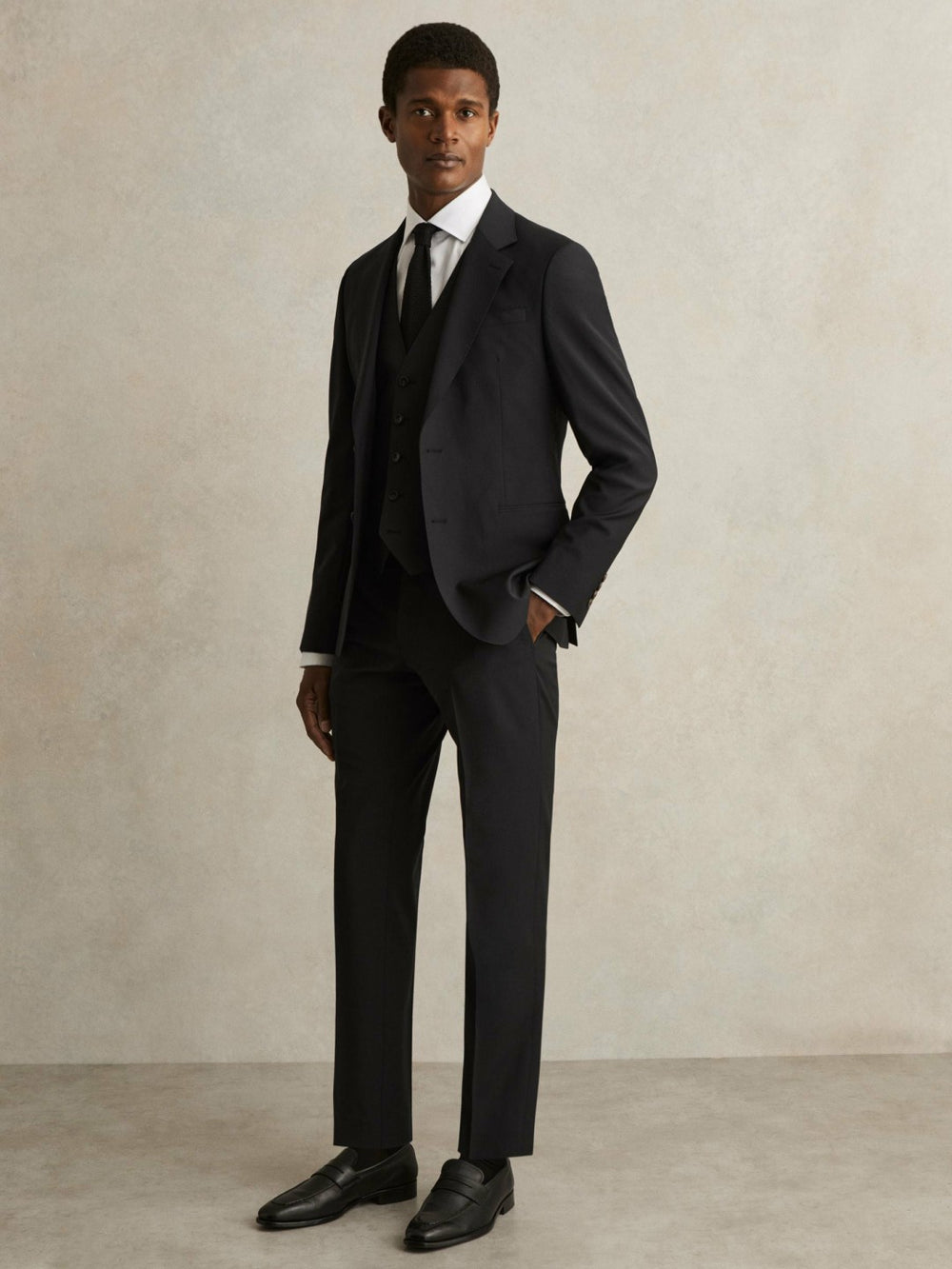 Wool-Blend Slim-Fit Waistcoat Black | Men
