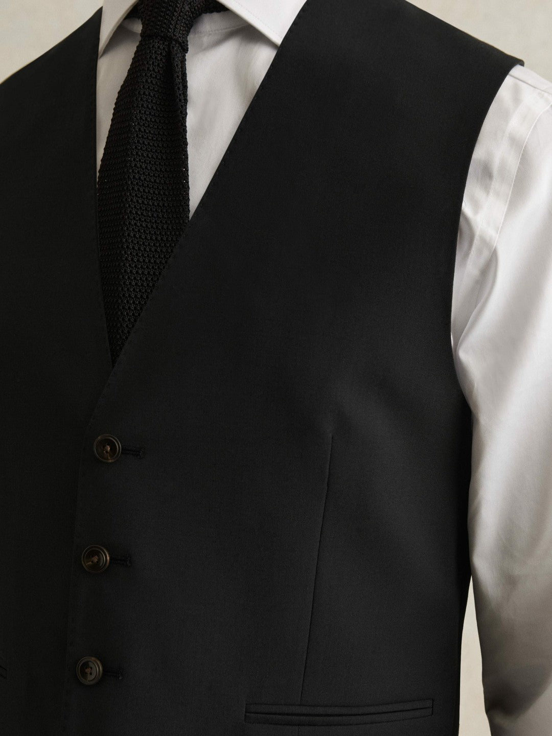Wool-Blend Slim-Fit Waistcoat Black | Men