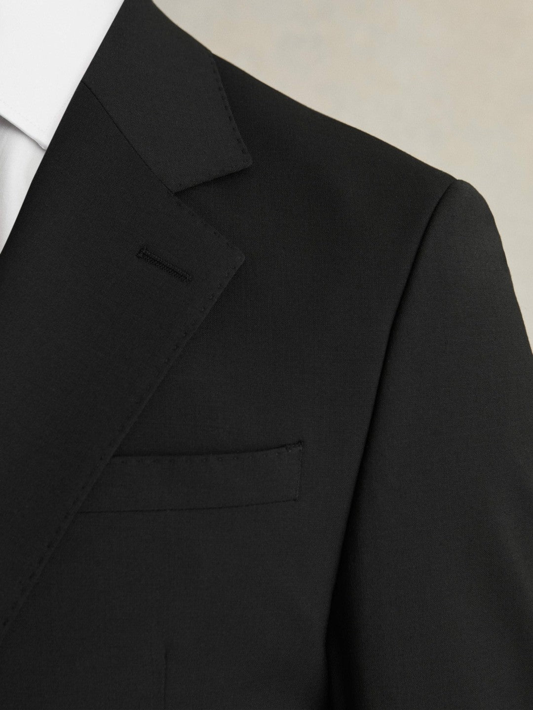 Wool-Blend Single-Breasted Suit Blazer Slim-Fit Black | Men
