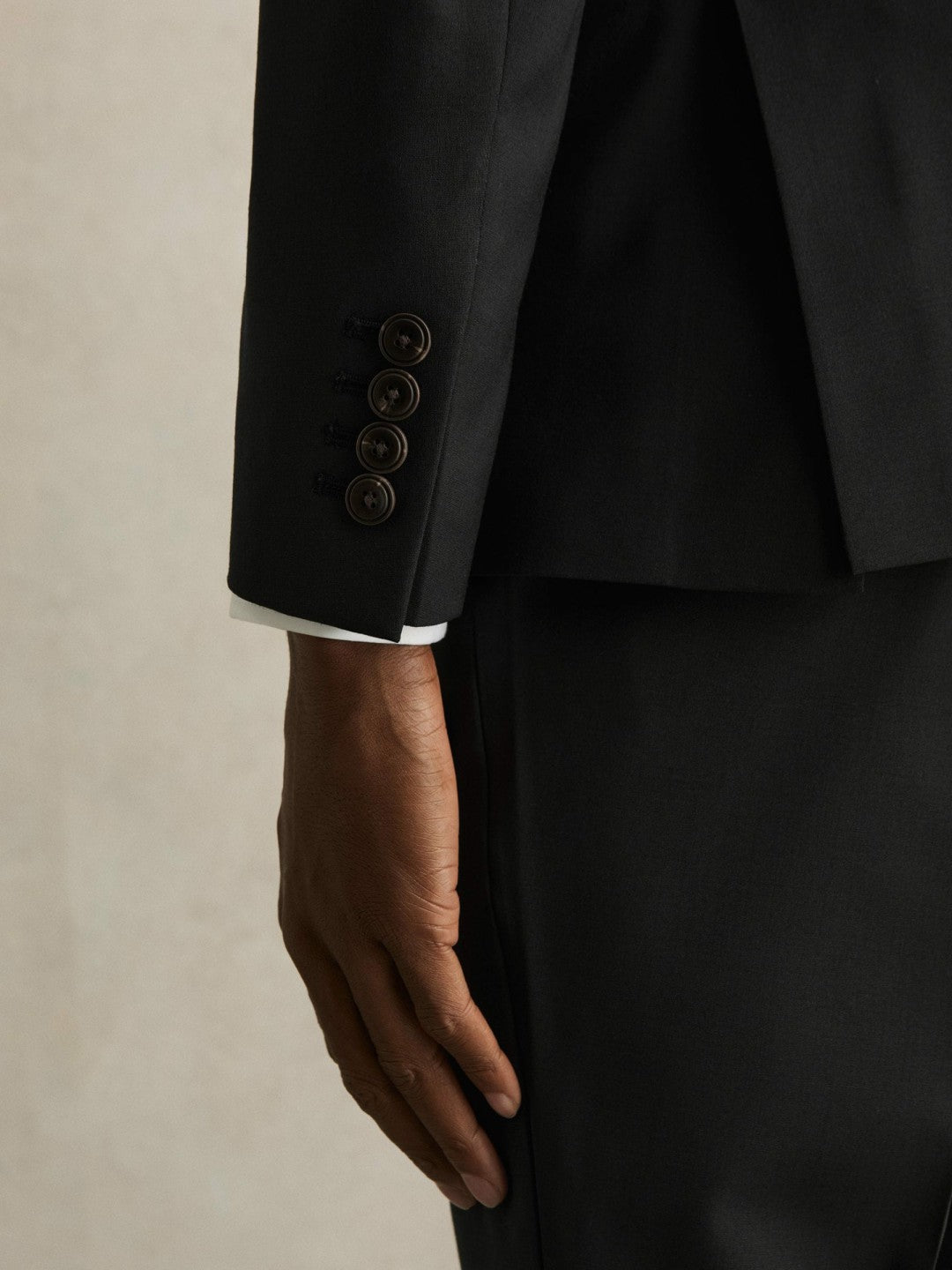Wool-Blend Single-Breasted Suit Blazer Slim-Fit Black | Men