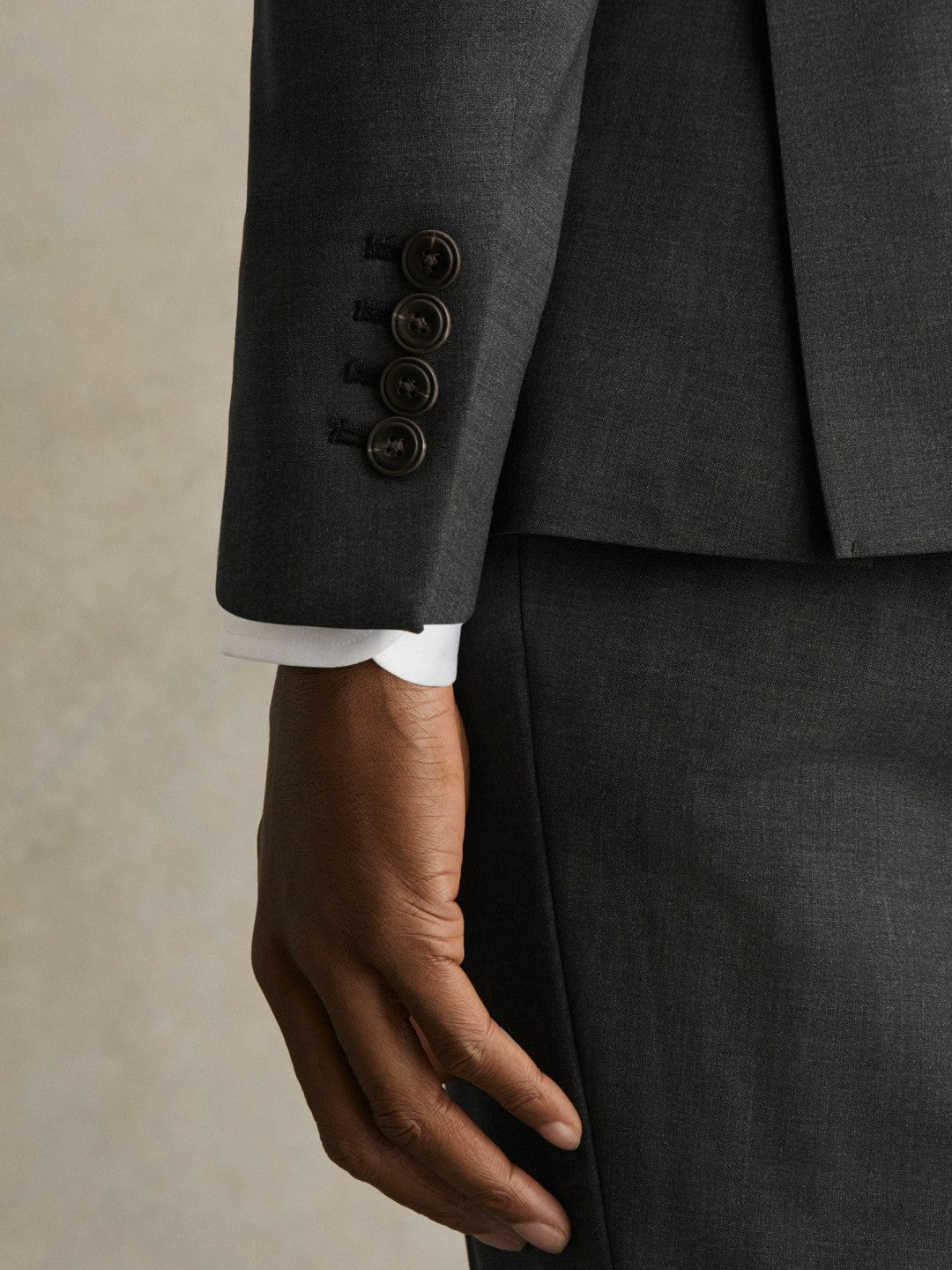 Wool-Blend Single-Breasted Suit Blazer Slim-Fit Grey | Men