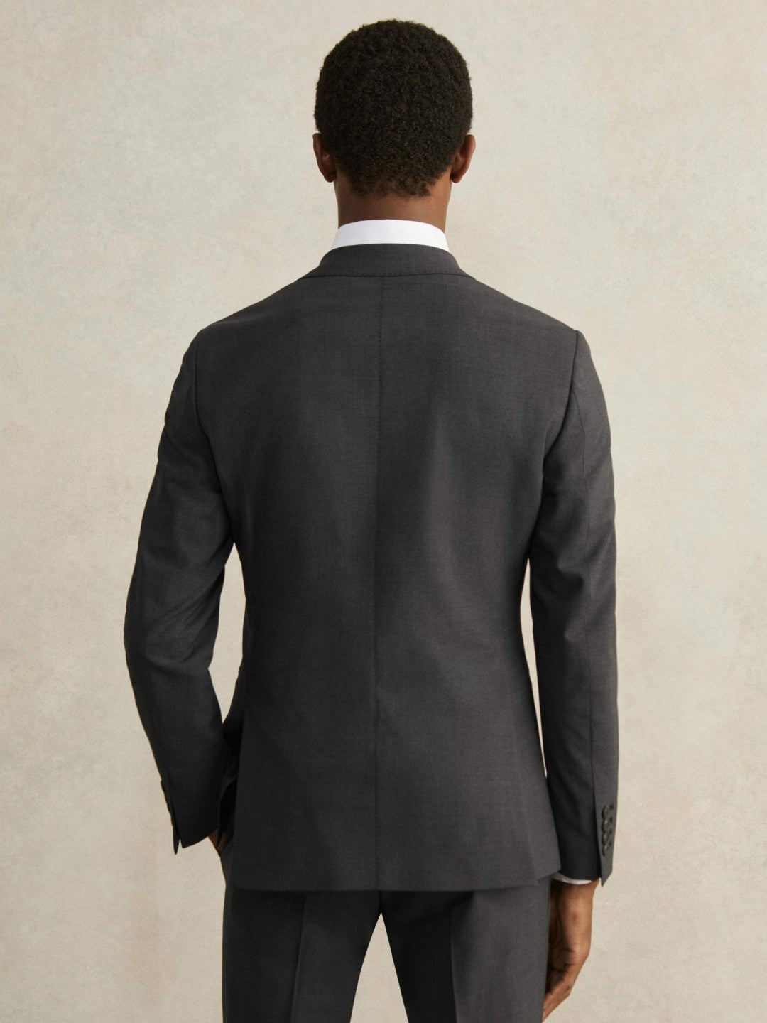 Wool-Blend Single-Breasted Suit Blazer Slim-Fit Grey | Men