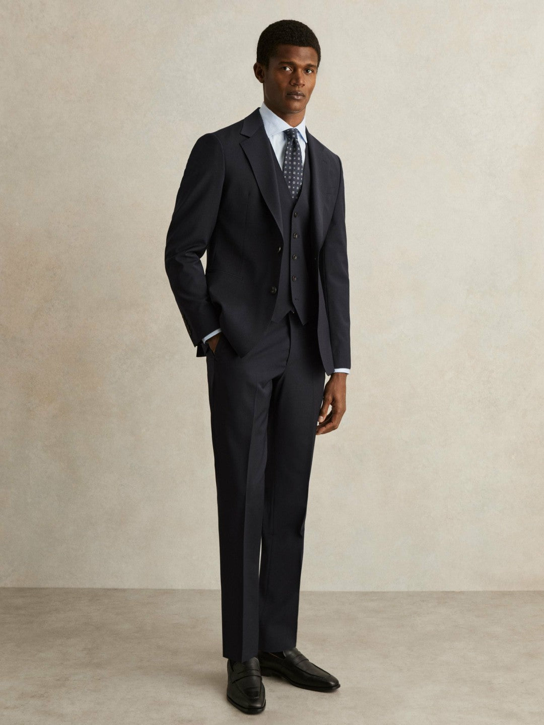 Wool-Blend Slim-Fit Waistcoat Navy | Men