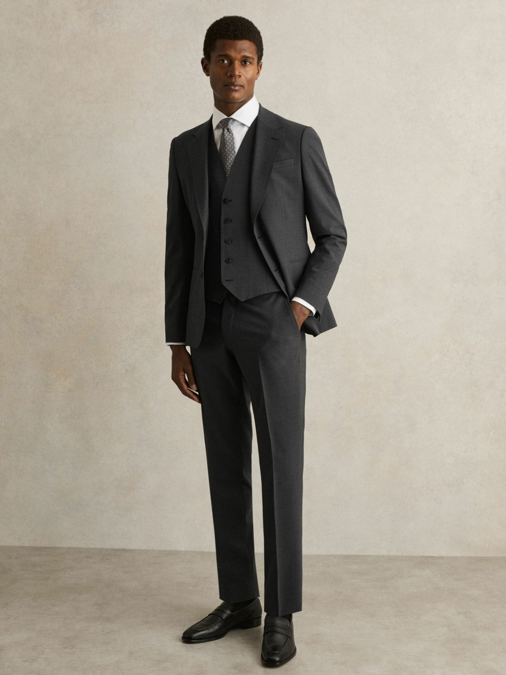 Wool-Blend Slim-Fit Waistcoat Grey | Men
