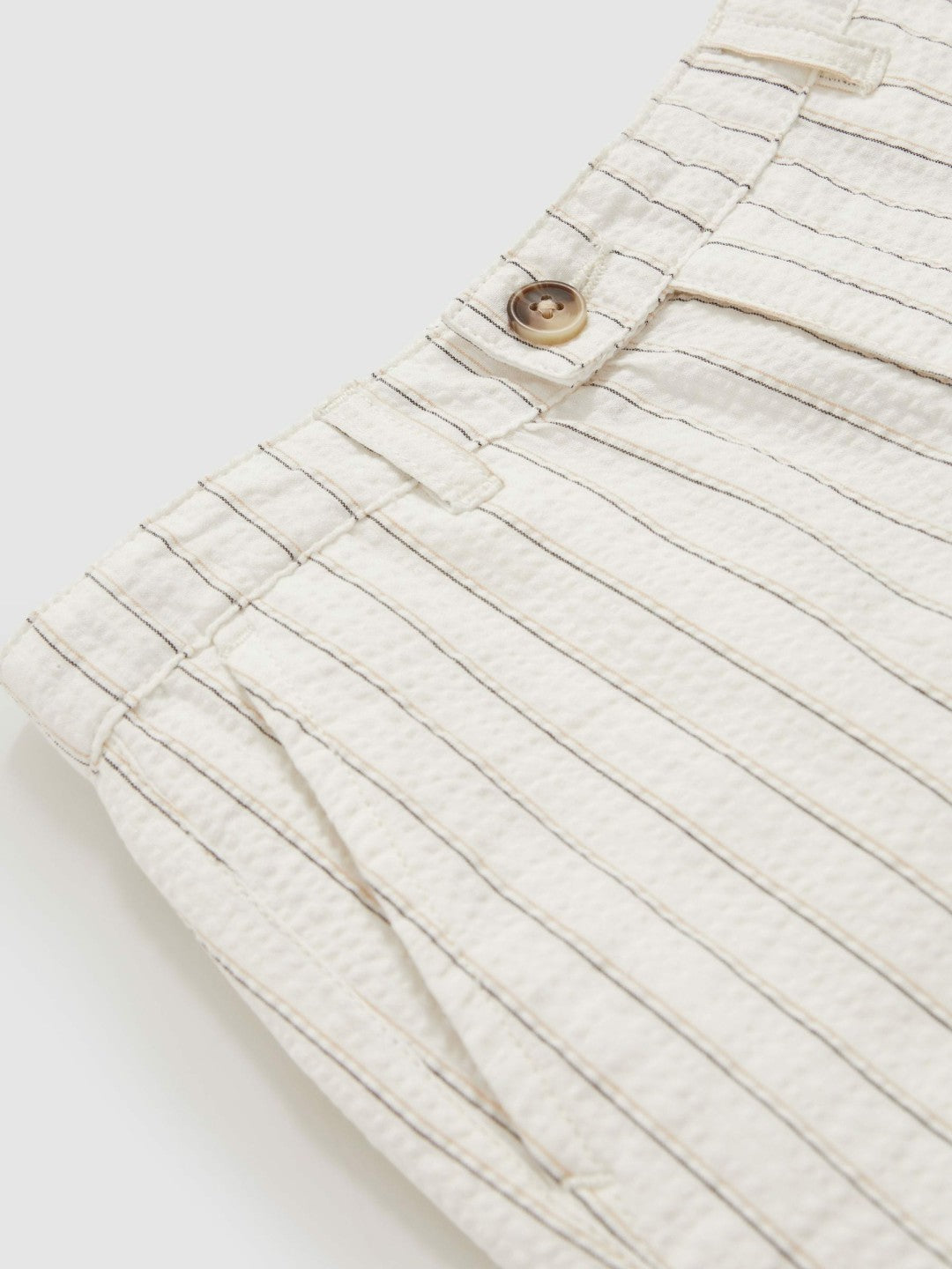 13-14 yrs Cotton Pinstripe Trousers Regular-Fit Off White/Taupe Brown | Children & Baby