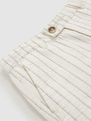 13-14 yrs Cotton Pinstripe Trousers Regular-Fit Off White/Taupe Brown | Children & Baby