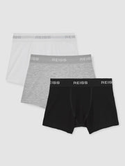 Stretch-Cotton Logo-Waistband Boxer Shorts 3 Pack White/Grey/Black | Children & Baby