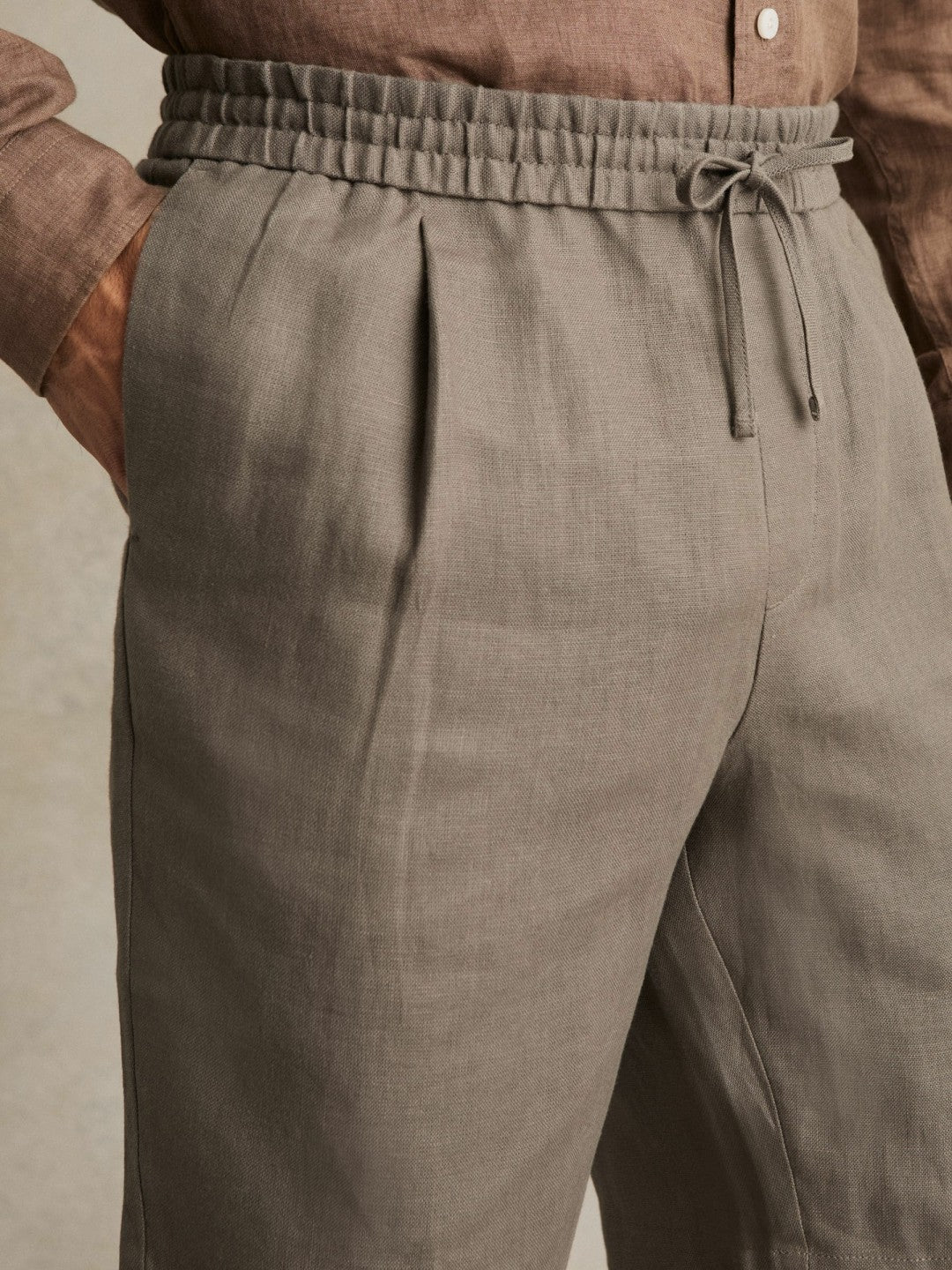 Linen Drawstring Shorts Mushroom Brown | Men