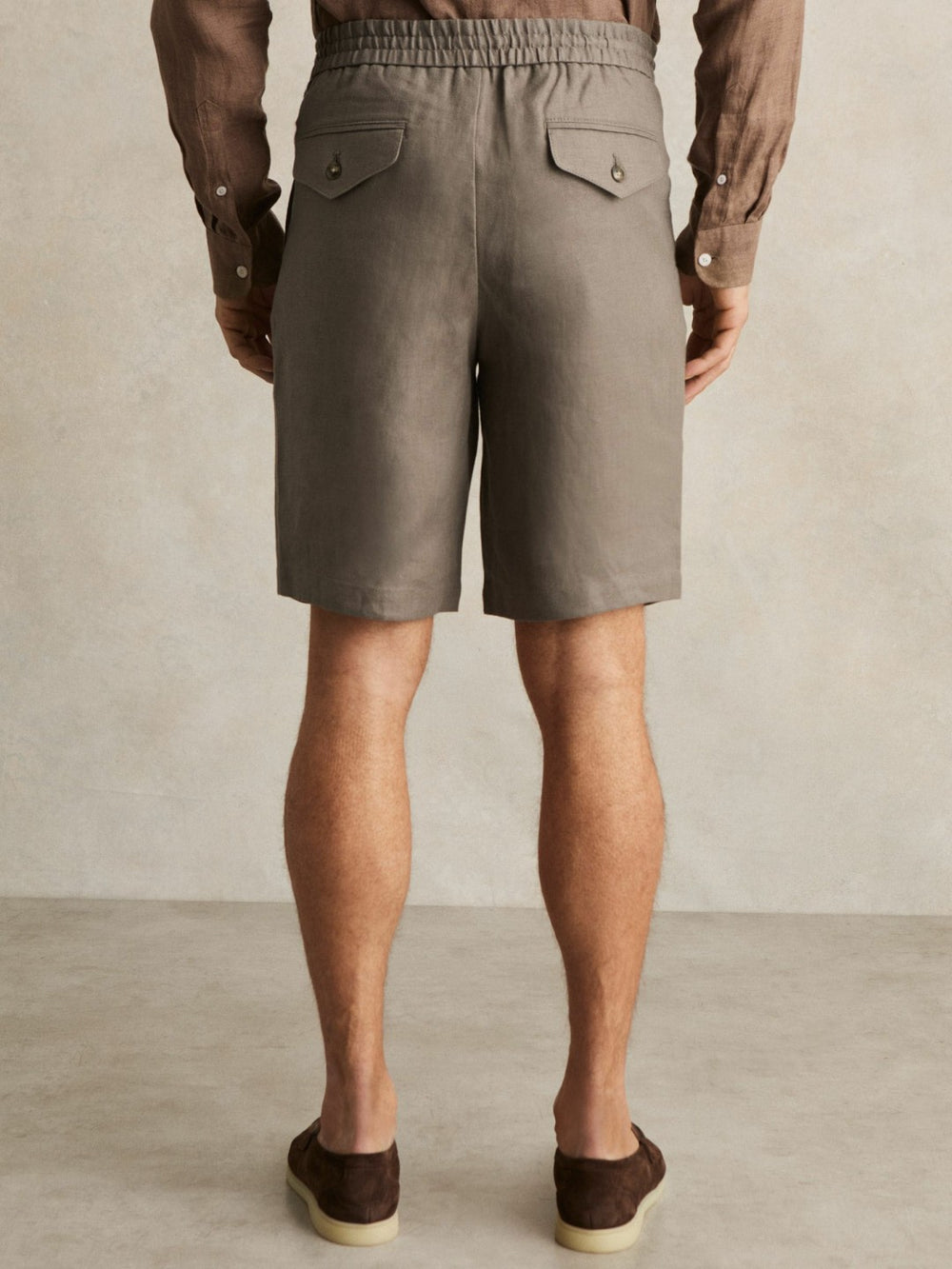 Linen Drawstring Shorts Mushroom Brown | Men