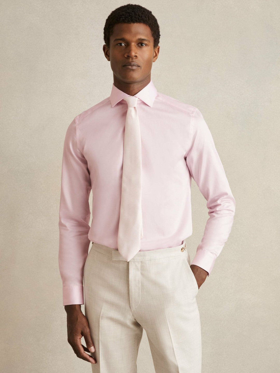 Slim Fit Cotton Sateen Shirt Pink | Men