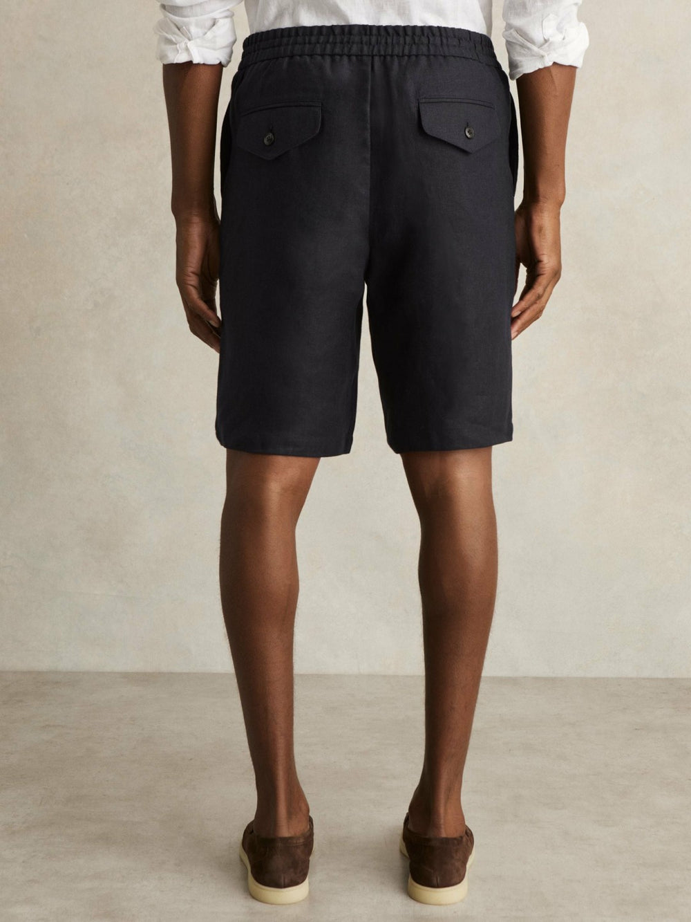 Linen Drawstring Shorts Navy | Men