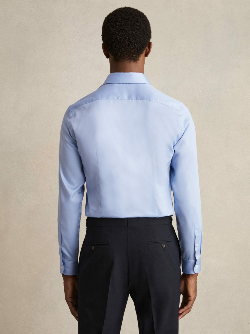 Slim Fit Cotton Sateen Shirt Mid Blue | Men