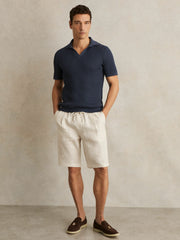 Linen Drawstring Shorts Stone | Men