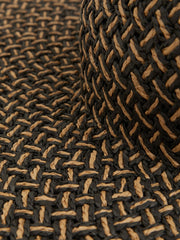 Straw Basket-Weave Sun Hat Black/Natural | Women