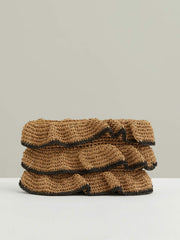 Raffia Ruffle Clutch Bag Natural | Women