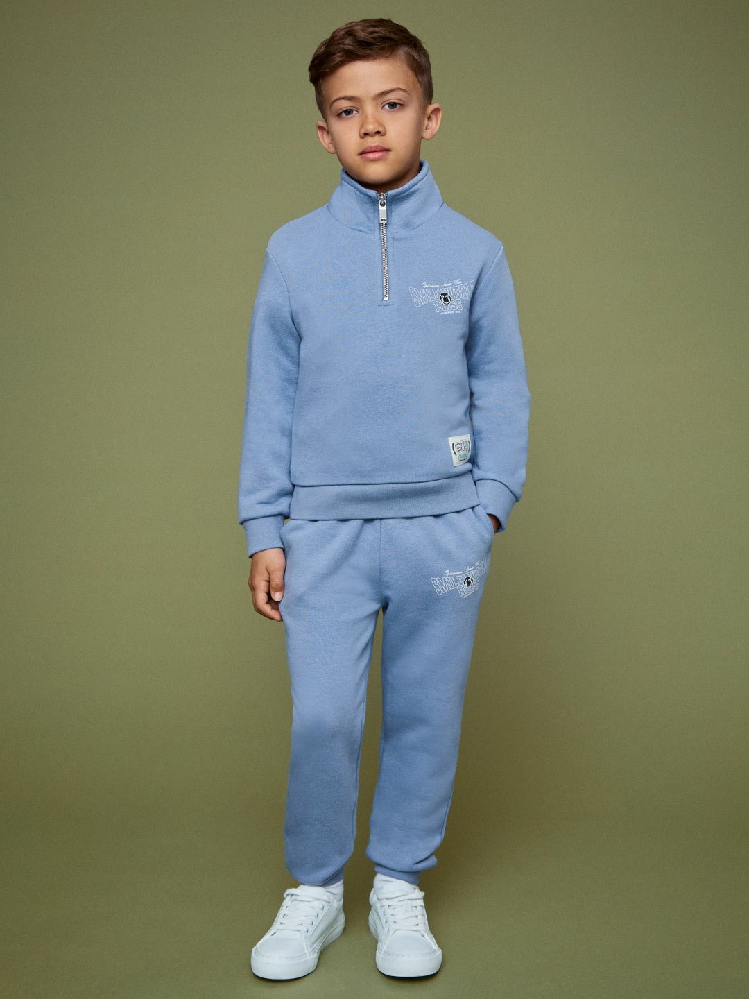 13-14 yrs SmileyWorld Half-Zip Sweatshirt Unisex Fit Blue | Children & Baby